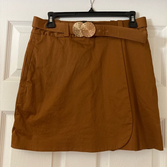 Banana Republic Dresses & Skirts - Banana Republic BRx HARBISON | Mini Skirt Gold Buckle Brown | Size 6